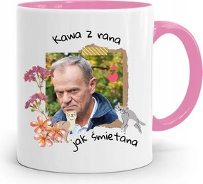 Donald Tusk Rózsaszín Bögre Platform Ajándék fényképes nyomtatással