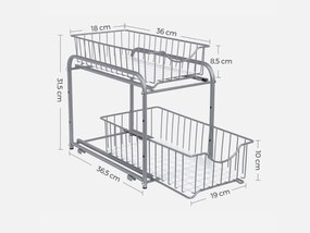 Tároló húzható kosarakkal SOLIDO egymásra rakható, szürke