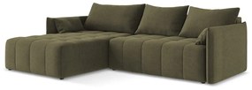 Khaki kinyitható-tárolóhelyes sarokkanapé (bal oldali-heverő résszel) Moku – Makamii