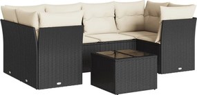 vidaXL 7 részes fekete polyrattan kerti ülőgarnitúra párnával