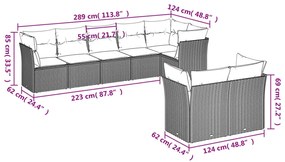 8-részes szürke polyrattan kerti ülőgarnitúra párnákkal