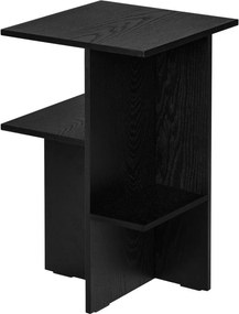 Fekete éjjeliszekrény tölgyfa dekorral Atik – noo.ma