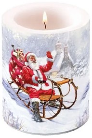 Santa On Sledge átvilágítós gyertya 12x10cm