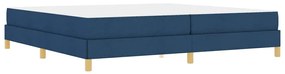 Boxrugós ágy Kék és Barna 200 x 200 cm Textil és mérnöki fa
