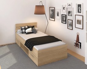 Ágykeret, 90x200, sonoma tölgyfa, MICHIGAN NEW