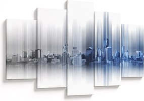 Kép - Panoráma a városra, kék-szürke (150x105 cm)