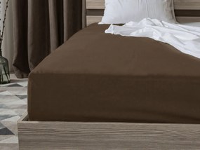 Jersey gumis lepedő lycrával sötétbarna 180 x 200 cm