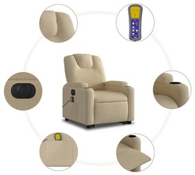vidaXL krémszínű szövet dönthető elektromos álló masszázsfotel