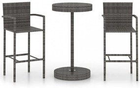 3 részes szürke polyrattan kerti bárszett