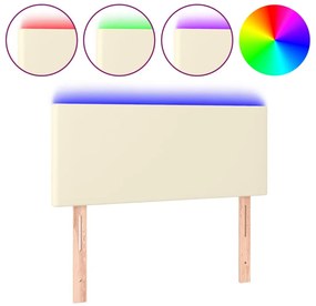krémszínű műbőr LED-es fejtámla 100 x 5 x 78/88 cm
