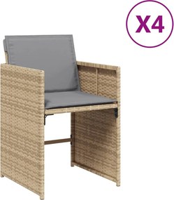 vidaXL 4 db vegyes bézs polyrattan kerti szék párnával