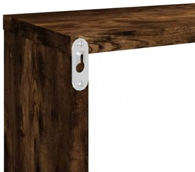 4 db füstös tölgyszínű szerelt fa fali kockapolc 80x15x26,5 cm