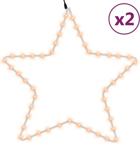 vidaXL 2 db meleg fehér karácsonyi csillagok 48 LED-del 56 cm