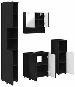 Fürdőszoba bútor szett 4 pcs Fekete 61 x 35 x 64 cm Faanyag