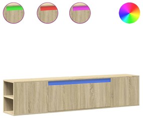 sonoma tölgy színű fali TV-szekrény LED-del 180 x 31 x 39,5 cm