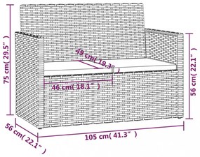 4 részes fekete polyrattan kültéri ülőgarnitúra párnákkal