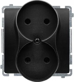 Simon Basic Dupla aljzat földelés nélkül fekete BMG2M.01/49