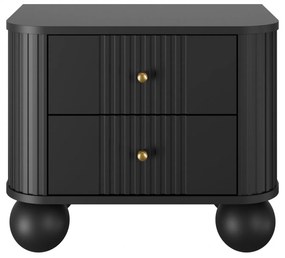Vesper éjjeliszekrény készlet 56 cm - fekete / arany fogantyúk / gömb alakú lábak
