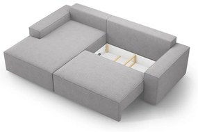 Világosszürke buklé kinyitható sarokkanapé (bal oldali) Jodie – Micadoni Home
