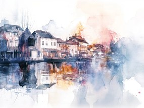 Vászonkép Canvas Minimalizmus Kilátás Város Folyó 80x60