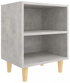 2 db betonszürke éjjeliszekrény tömör fa lábakkal 40x30x50 cm