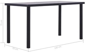 Fekete és betonszürke MDF étkezőasztal 140 x 70 x 75 cm