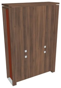 Verno+ S magas szekrény 140 x 46 x 210 cm, osztva, dió / narancs