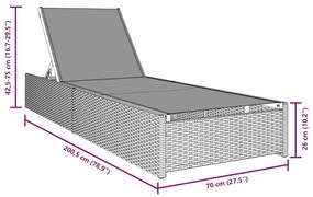 Napozóágy Szürke 60x200x27 cm Polirattan