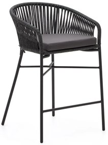 Fekete fém-párnázott kerti bárszék Yanet – Kave Home