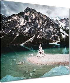 Vászonkép 90x90 Hegyi tájkép tóval