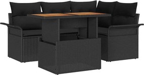vidaXL Kerti Kanapé Szett párnával 5 pcs Fekete