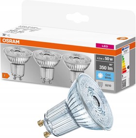 3x Led izzó GU10 4,3W 50W 350lm 4000K Semleges Osram