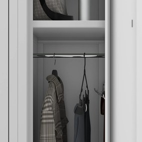 Pléh öltözőszekrény talpazaton, négymodulos, polcokkal KACPER II, 600 x 1800 x 500 mm, szürke