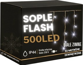Jégcsap 500 Led 22 m Fehér Hideg Flash Kültéri Függöny Gumi Kábel