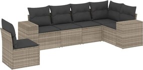 vidaXL 6 részes világosszürke polyrattan kerti ülőgarnitúra párnákkal