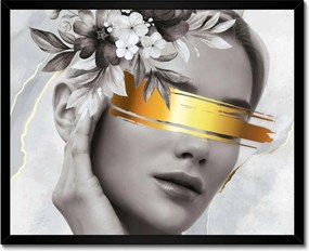 Poszter fekete keretben 50x40 Női portré arany karszalag