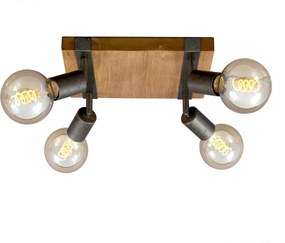 Briloner mennyezeti spotlámpa 4xE27, 28 cm, szürke, fa, retró stílusú