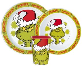 A Grincs Christmas Mischief étkészlet, micro műanyag szett, pohárral 260 ml