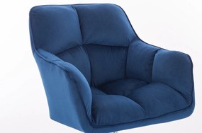 HR550K Tengerkék modern velúr szék arany lábbal