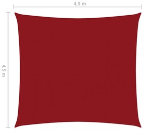 piros négyzet alakú oxford-szövet napvitorla 4,5 x 4,5 m