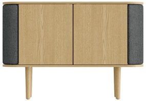 Antracitszürke-natúr színű alacsony komód tölgyfa dekorral 109x75 cm Treasures – UMAGE