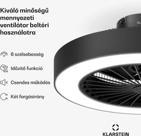 Klarstein ZenBreeze intelligens mennyezeti ventilátor világítással | 48 cm | 16 W | Csendes | LED | Akril