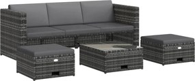 vidaXL 4-részes szürke polyrattan kerti bútorszett párnákkal