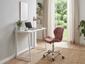 ZARIMO dolgozószoba szett: asztal 80x40 cm, fehér + AVOLA VELVET karosszék, sötét rózsaszín