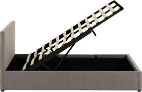 Szürke kárpitozott ágyneműtartós franciaágy ágyráccsal 180x200 cm Nahiri – Kave Home