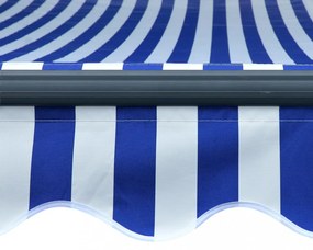 kék és fehér kézzel kihúzható LED-es napellenző 300 x 250 cm