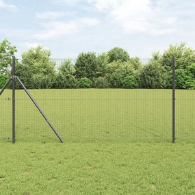 Hegesztett drótkerítés 13 oszloppal Szürke 1x25 m Acél