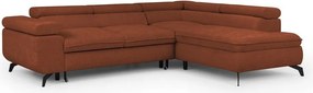 Terrakotta színű zsenília sarokkanapé (jobb oldali-L alakú) Marbeya – Ropez