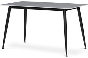 Masă modernă cu efect de marmură gri, blat din piatră sinterizată. Dimensiuni: 130x70x76 cm
