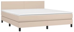 cappuccino színű műbőr rugós ágy matraccal és LED-del 160x200cm